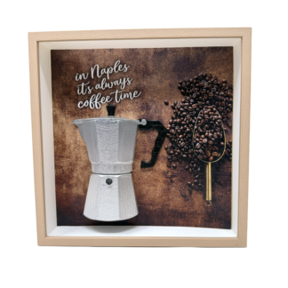 Quadro decorativo materico ’O Cafè ispirato al rito del caffè napoletano