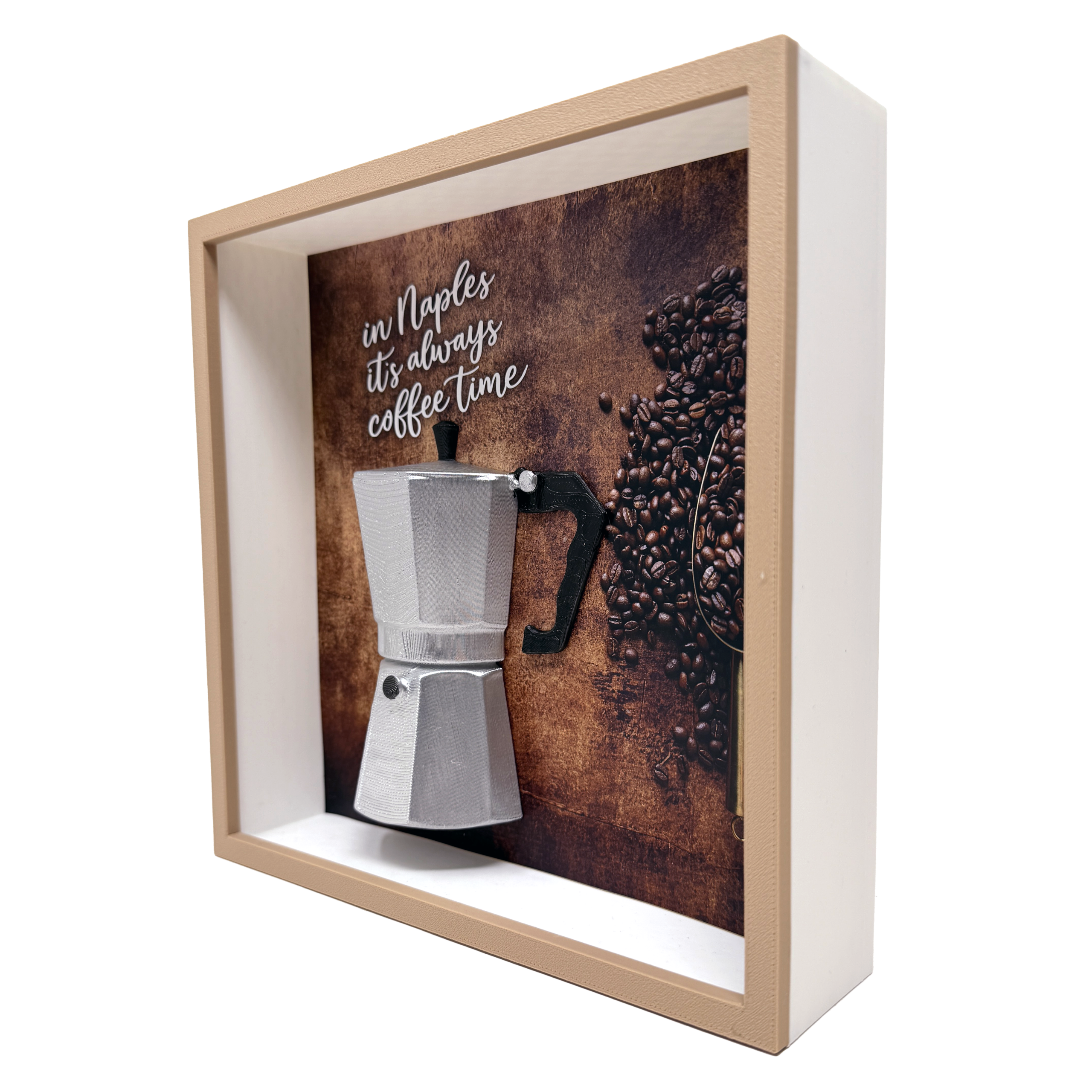 Quadro decorativo materico ’O Cafè ispirato al rito del caffè napoletano