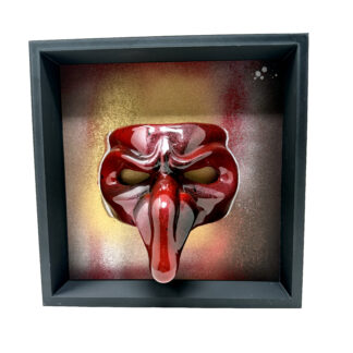 Quadro decorativo Pulcinella materico con rilievo tridimensionale ispirato alla tradizione napoletana